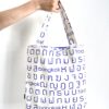 Simple Tote Bag Thai Letters Blue