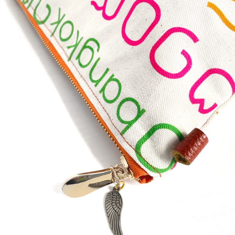 タイ レインボー オレンジ ファスナー付き ミニポーチ