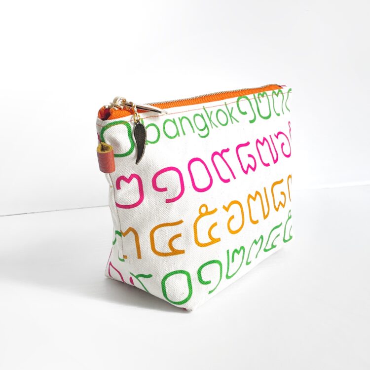 タイ レインボー オレンジ ファスナー付き ミニポーチ