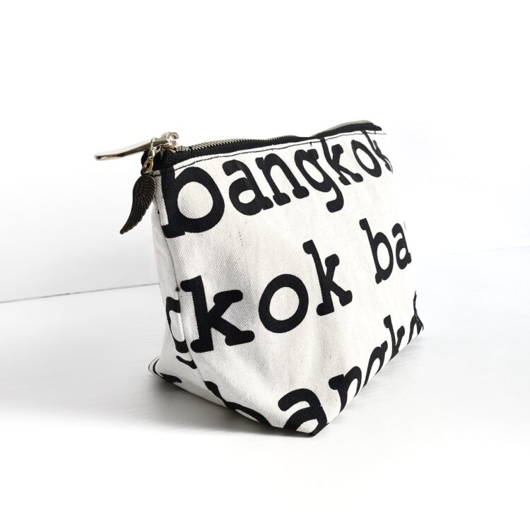 バンコク ホワイト ファスナー付き 化粧ポーチ