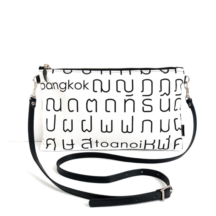 Sacoche Shoulder Bag Thai Letters White