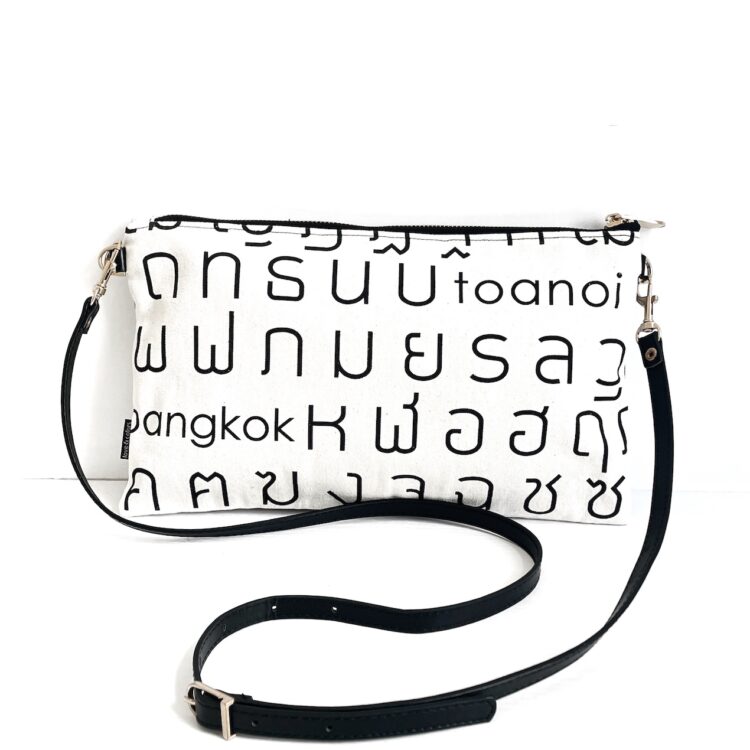 Sacoche Shoulder Bag Thai Letters White
