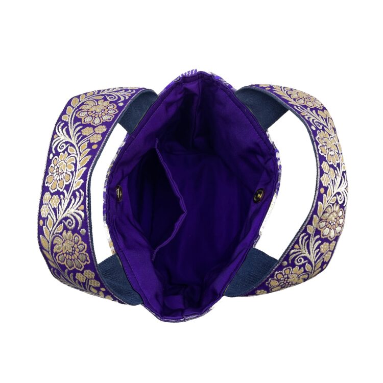 着物帯 ライトパープル ミニ トートバッグ