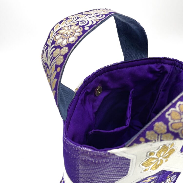 着物帯 ライトパープル ミニ トートバッグ