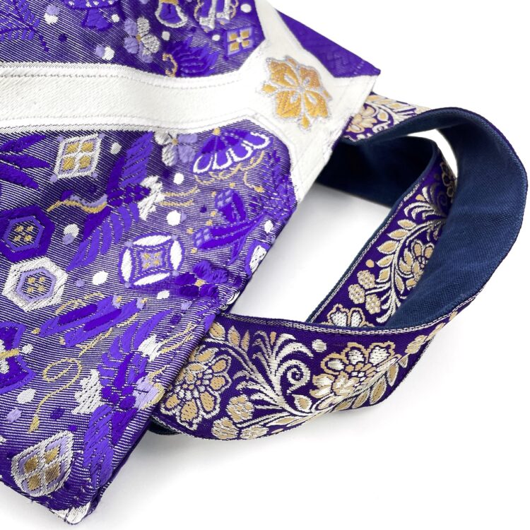 着物帯 ライトパープル ミニ トートバッグ