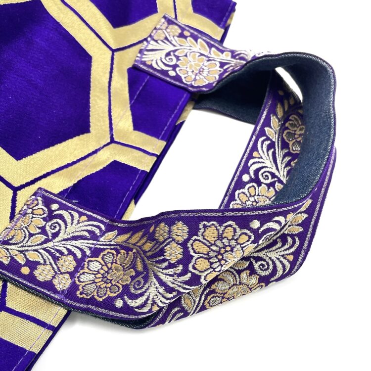 着物帯 パープル ハニカム ミニ トートバッグ