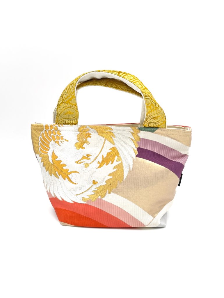 着物帯 パステル ゴールド ミニ トートバッグ