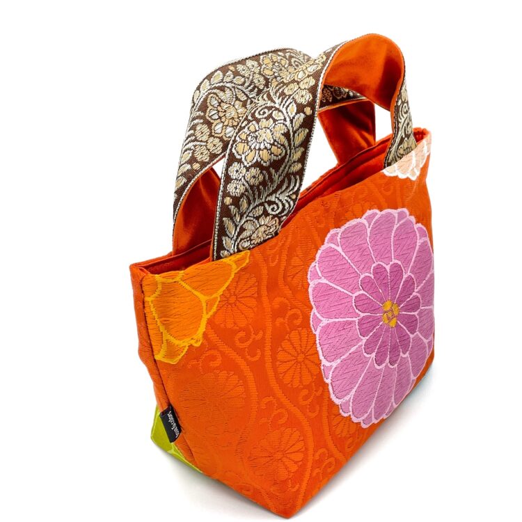 กระเป๋ามินิกิโมโน ลายส้มดอกเหลือง