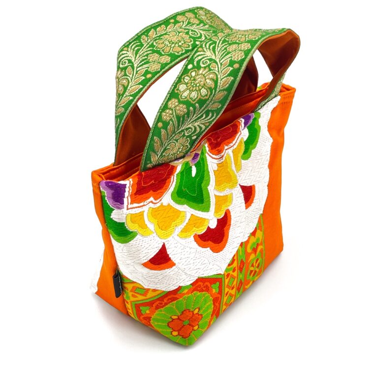 Kimono Mini Tote Bag Big Flower Orange