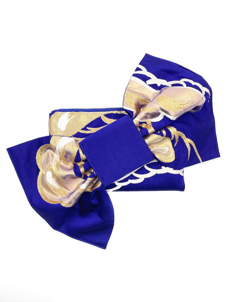 Kimono Ribbon Clutch Golden Navy