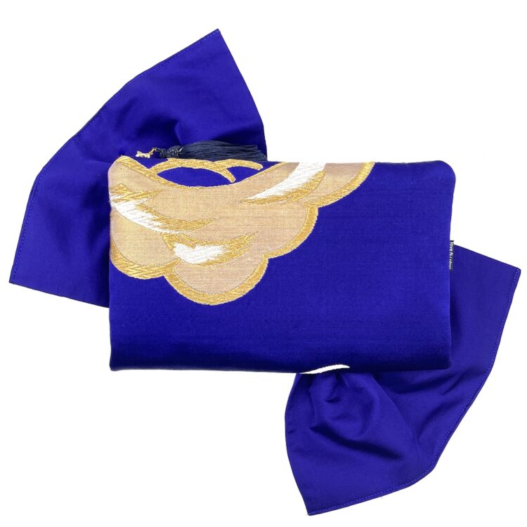 Kimono Ribbon Clutch Golden and Blue