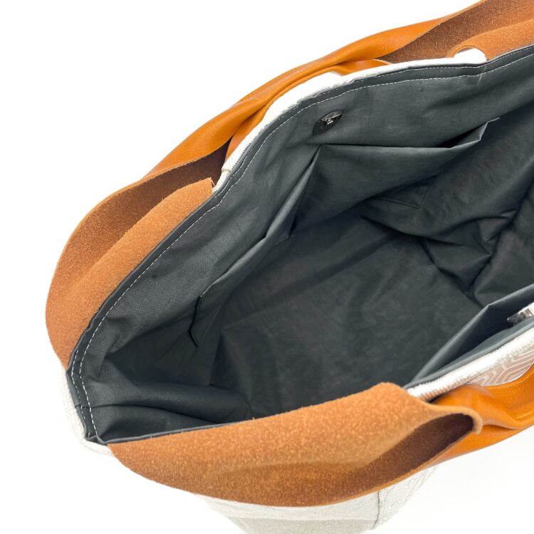 Canvas Tote Bag Kimono Pattern White Large