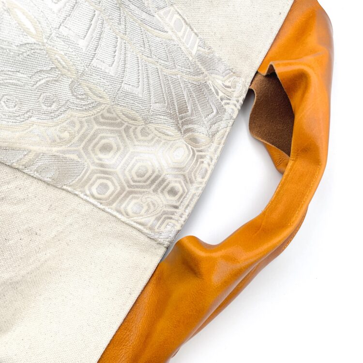 Canvas Tote Bag Kimono Pattern White Large