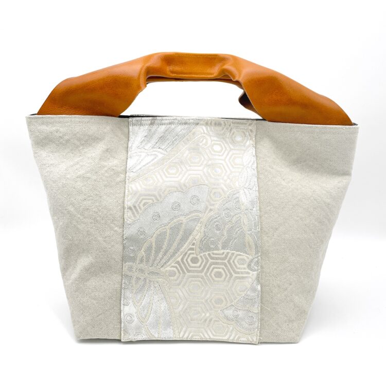 Canvas Tote Bag Kimono Pattern White Large