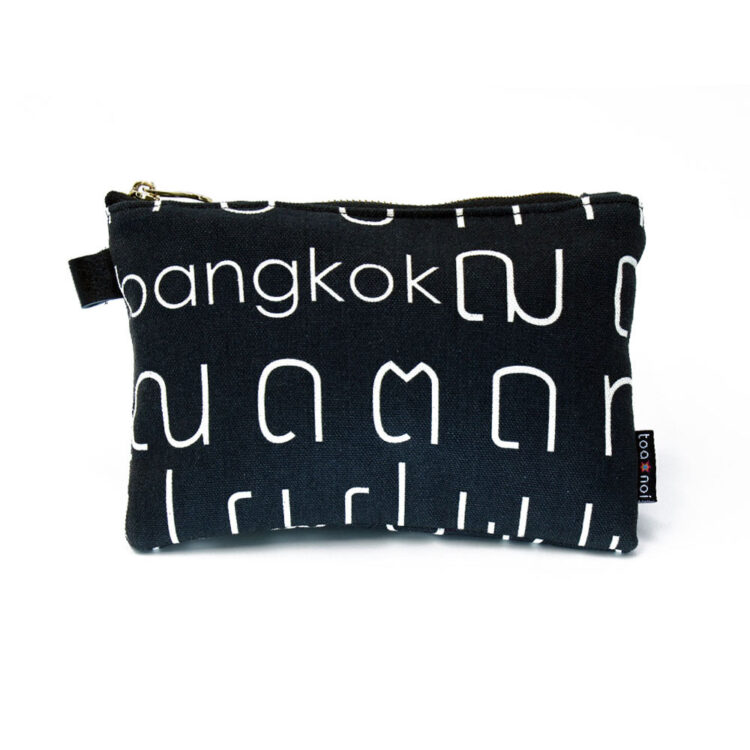 Flat Pouch Thai Letters Black