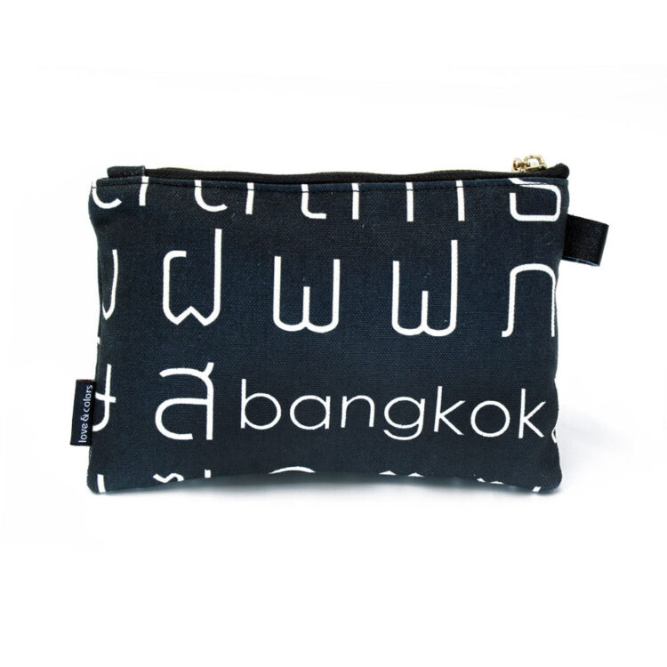 Flat Pouch Thai Letters Black