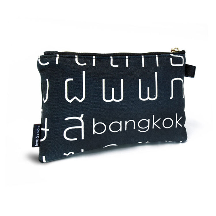 Flat Pouch Thai Letters Black