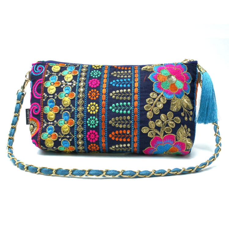 モン族 スカイブルー ショートチェーン ショルダーバッグ