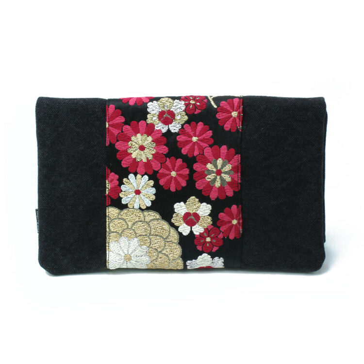 Kimono Fabric Midnight Roses Clutch Bag
