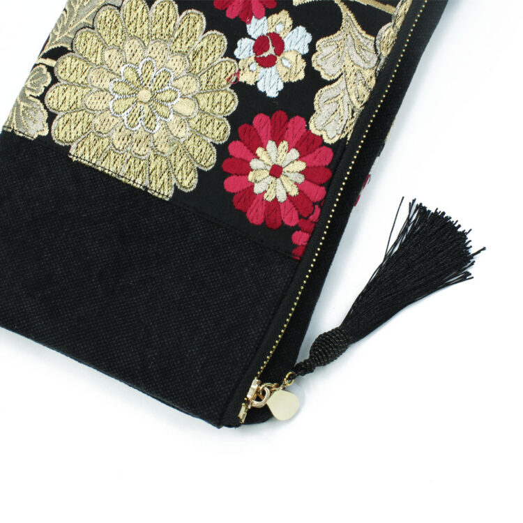 Kimono Fabric Midnight Roses Clutch Bag