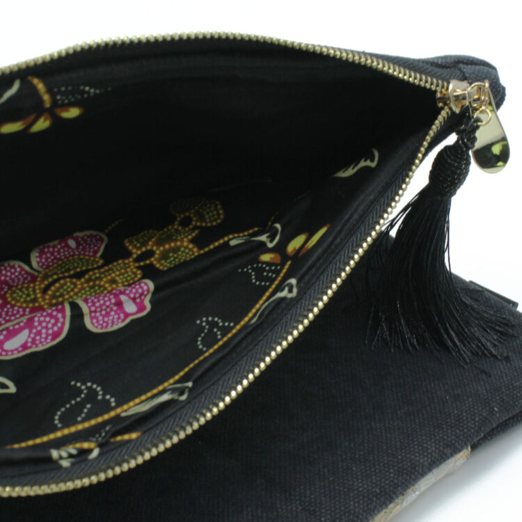 Kimono Fabric Midnight Roses Clutch Bag