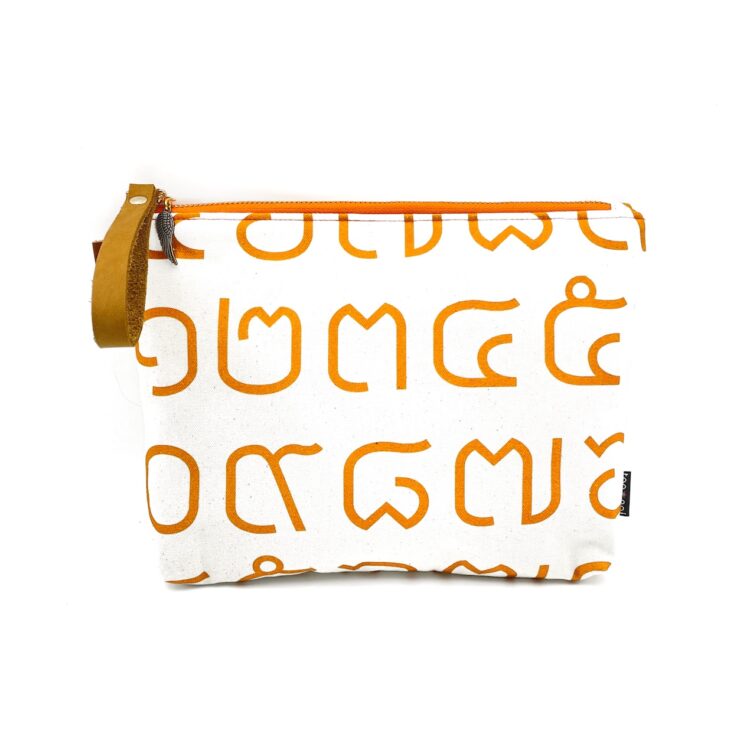 Thai Numbers Wristlet Pouch Orange