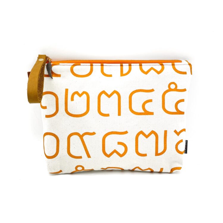 Thai Numbers Wristlet Pouch Orange