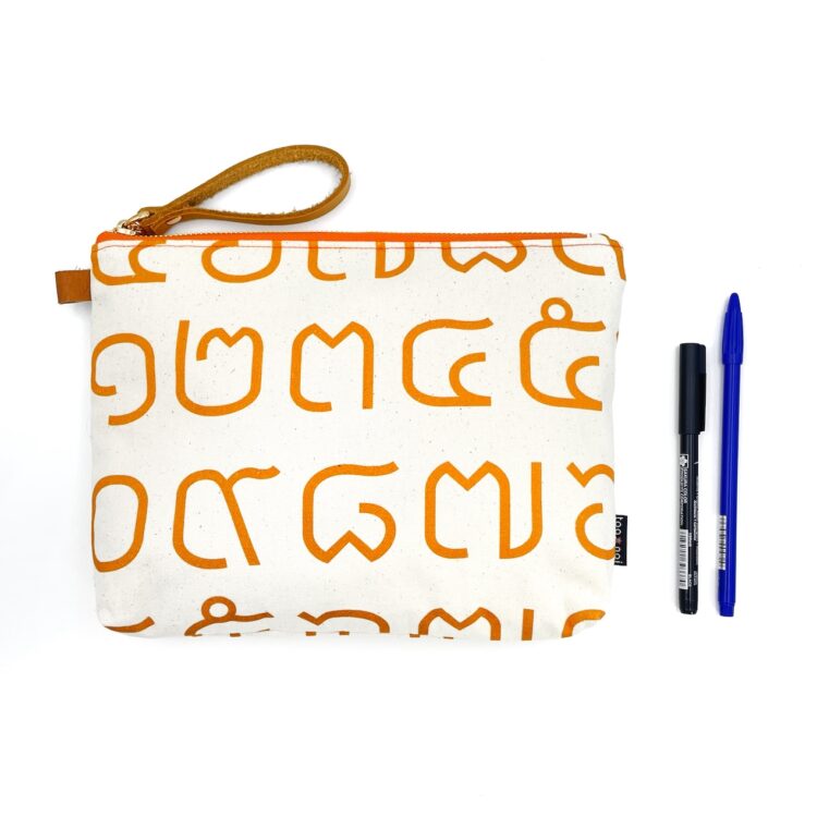 Thai Numbers Wristlet Pouch Orange