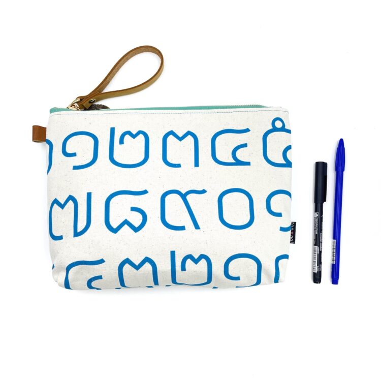 Thai Numbers Wristlet Pouch Baby Blue