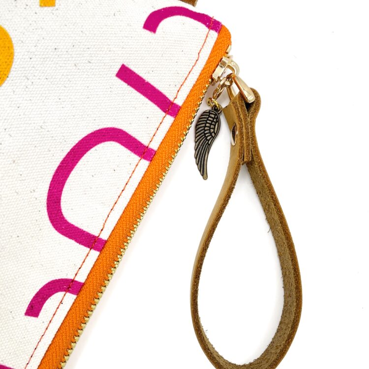 Thai Numbers Wristlet Pouch Rainbow Orange