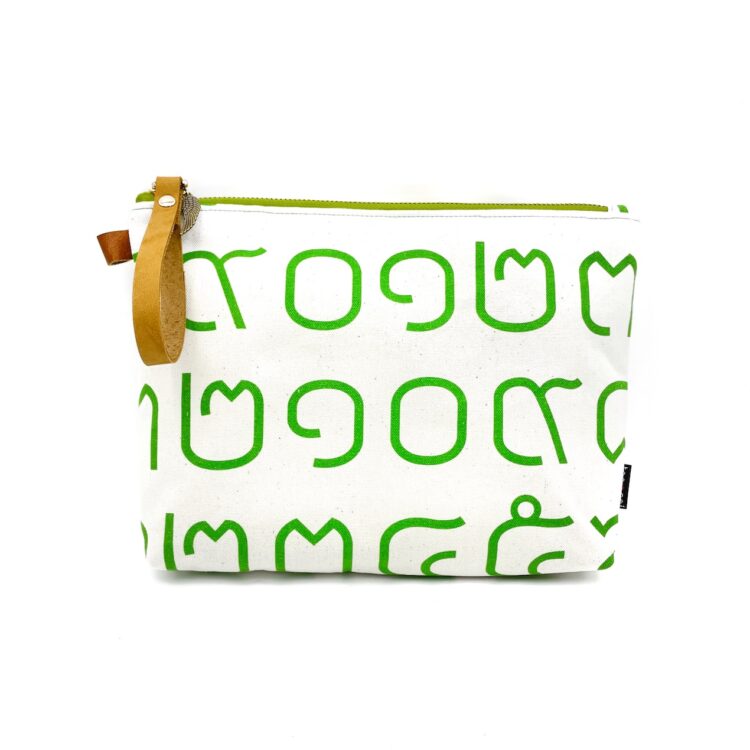 Thai Numbers Wristlet Pouch Green