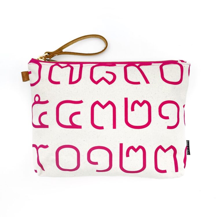 Thai Numbers Wristlet Pouch Pink