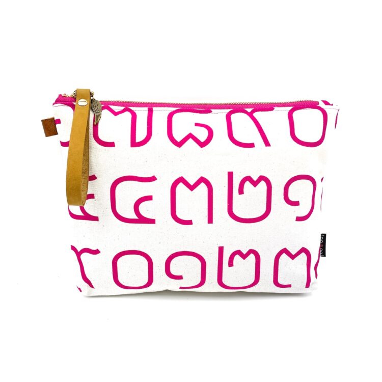 Thai Numbers Wristlet Pouch Pink