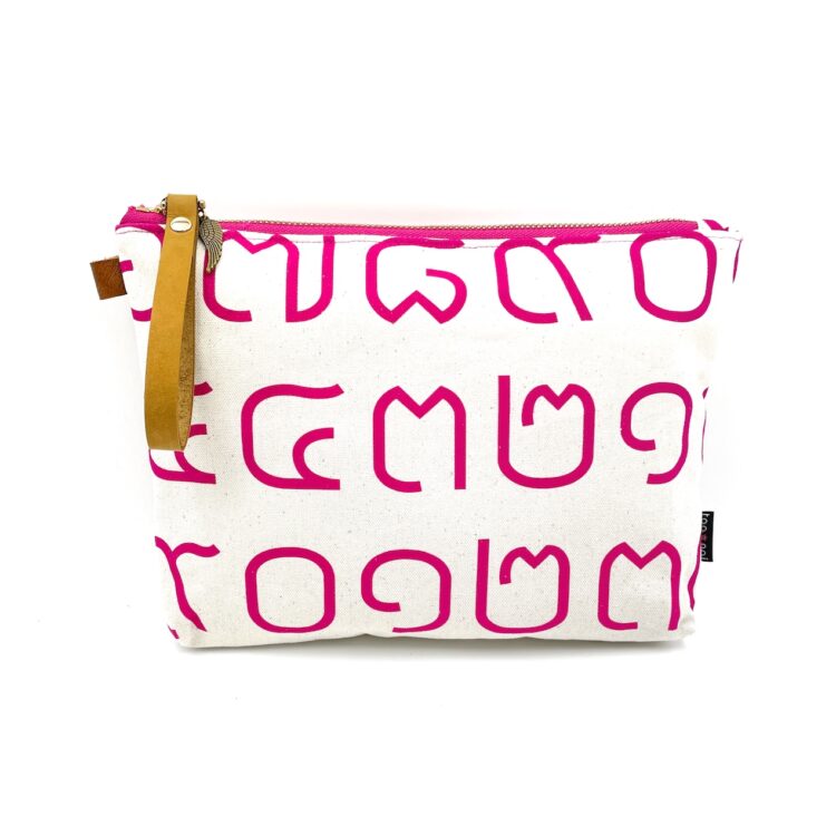 Thai Numbers Wristlet Pouch Pink