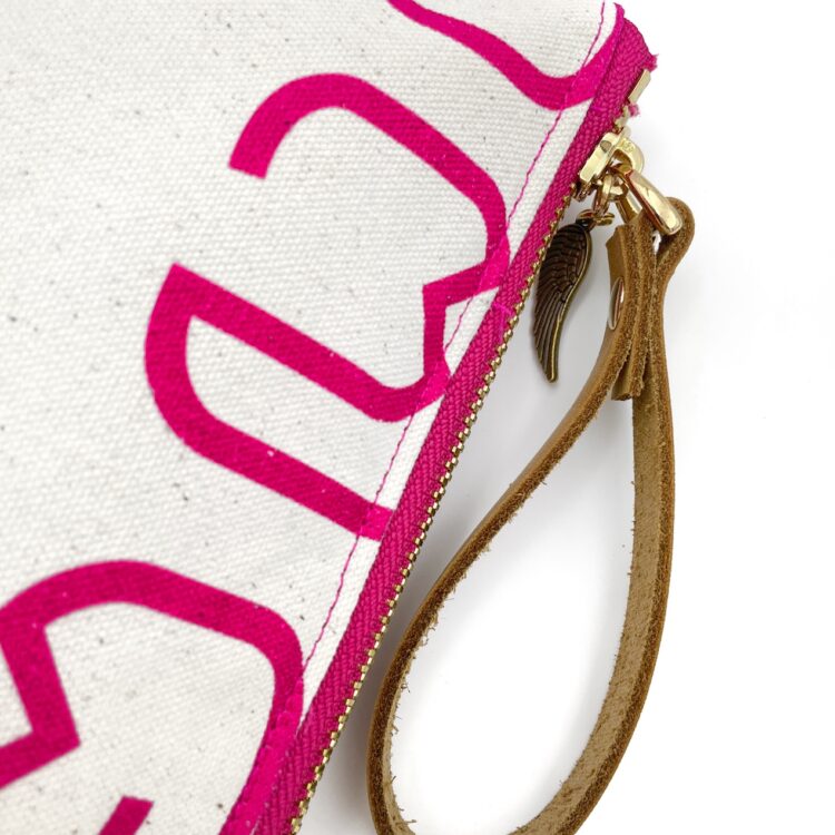 Thai Numbers Wristlet Pouch Pink