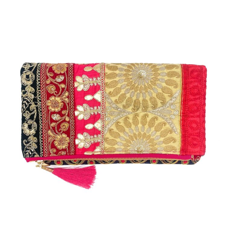 Indian Flower Wheel Clutch Bag