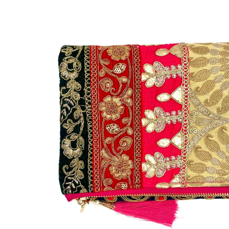 Indian Warm Tone Flowers Clutch Bag