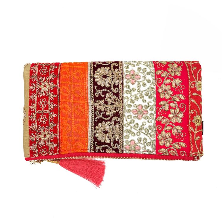 Indian Warm Tone Flowers Clutch Bag