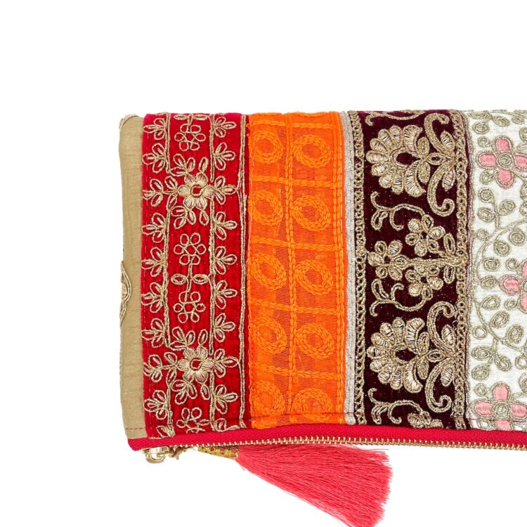Indian Warm Tone Flowers Clutch Bag