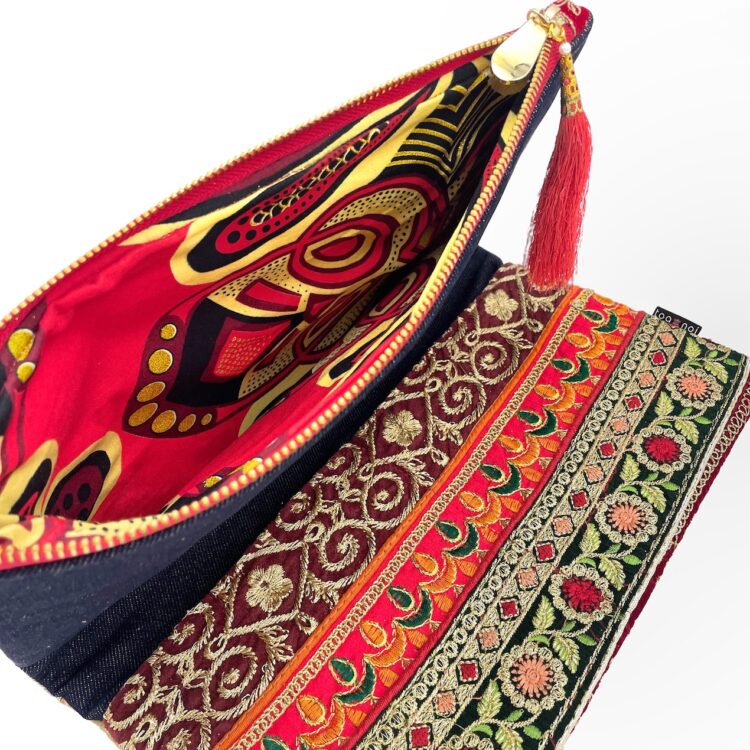 Indian Warm Tone Flowers Clutch Bag