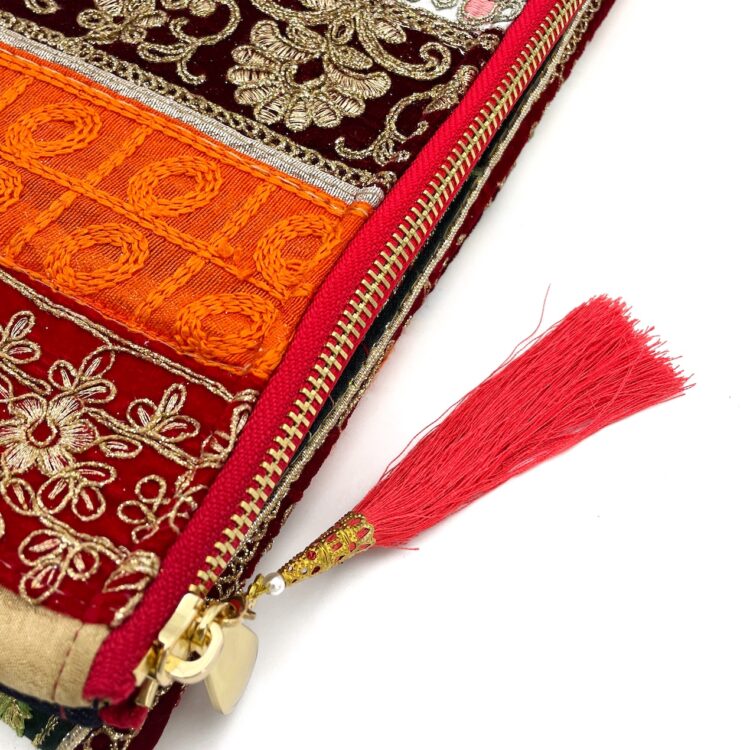 Indian Warm Tone Flowers Clutch Bag