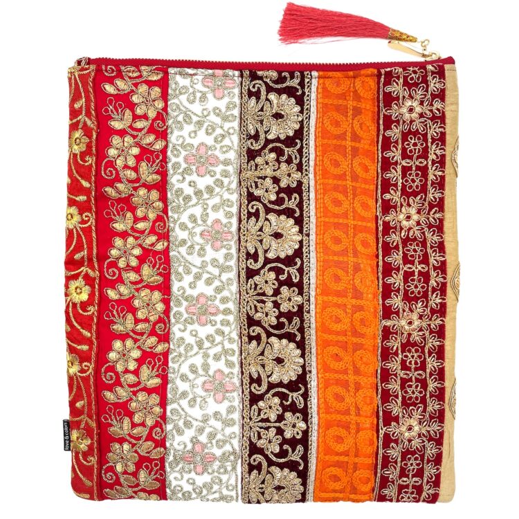 Indian Warm Tone Flowers Clutch Bag