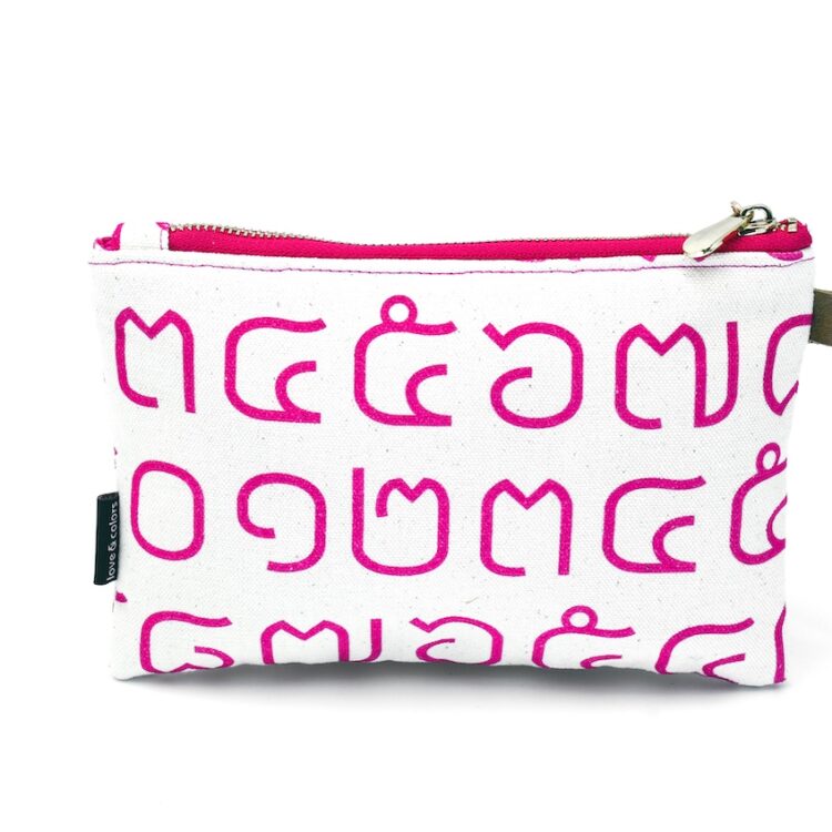 Cushion Pouch Thai Letters Pink