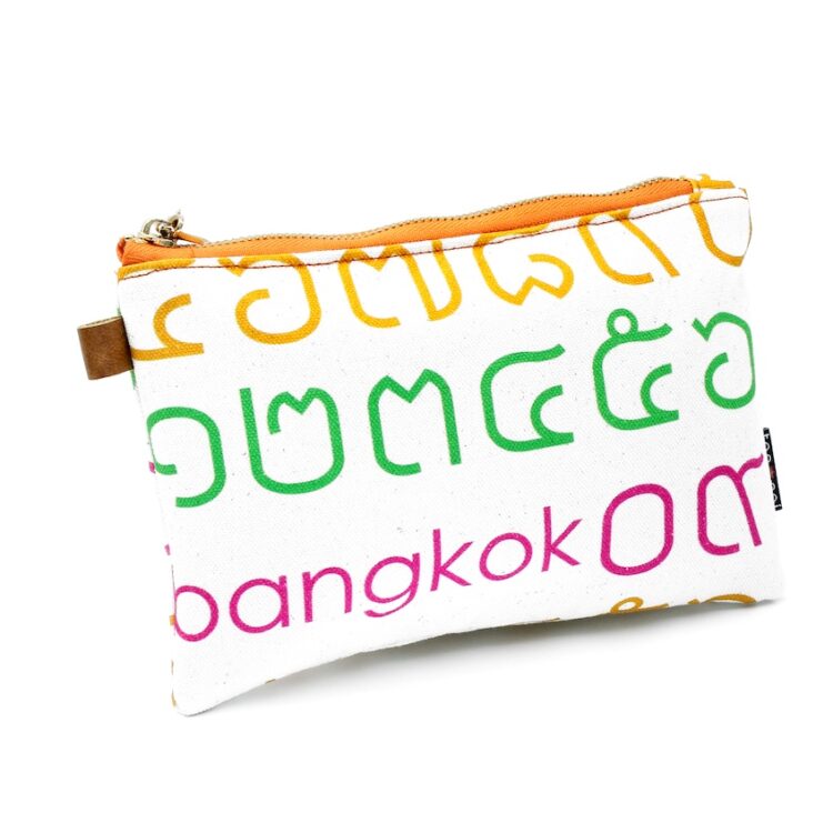 Cushion Pouch Thai Letters Rainbow Orange