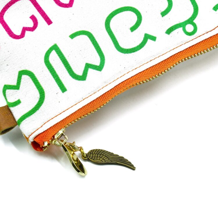 Cushion Pouch Thai Letters Rainbow Orange