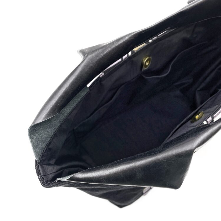 Large Kimono Black Canvas Tote Bag Hexagon Pattern