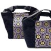 Large Kimono Black Canvas Tote Bag Hexagon Pattern