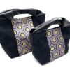 Kimono Black Canvas Tote Bag Hexagon Pattern