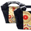 Kimono Black Canvas Tote Bag Golden Hexagon