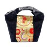 Large Kimono Black Canvas Tote Bag Golden Hexagon